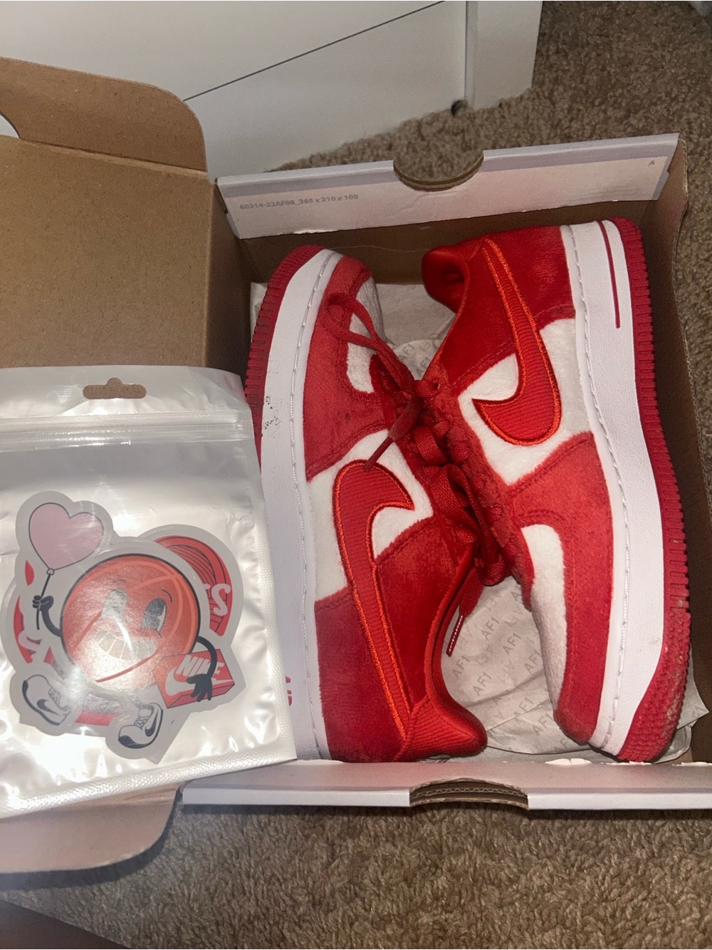Nike Red and White Low-Top Sneakers with Suede Panels
